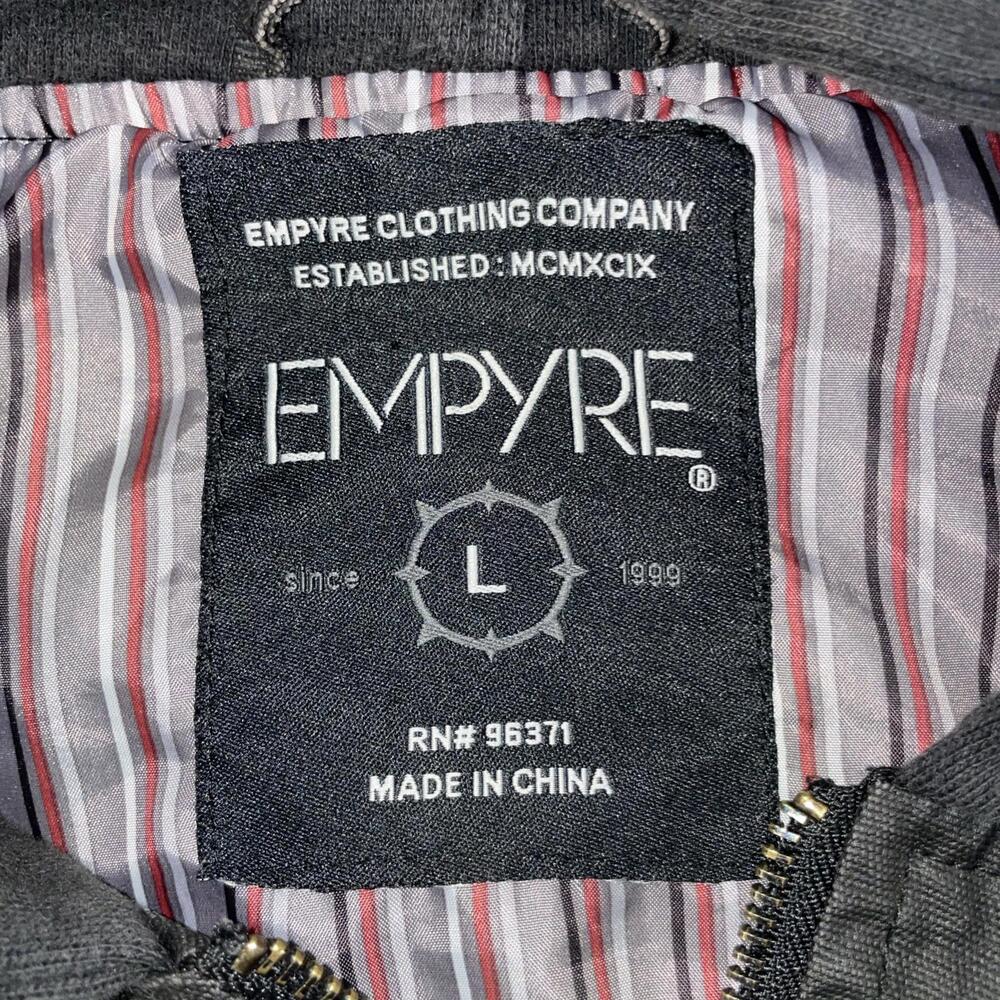 EMPYRE Clothing Company Mens Full Zip Utility Black Bomber Jacket w/ Hoodie Sz L - Picture 2 of 13